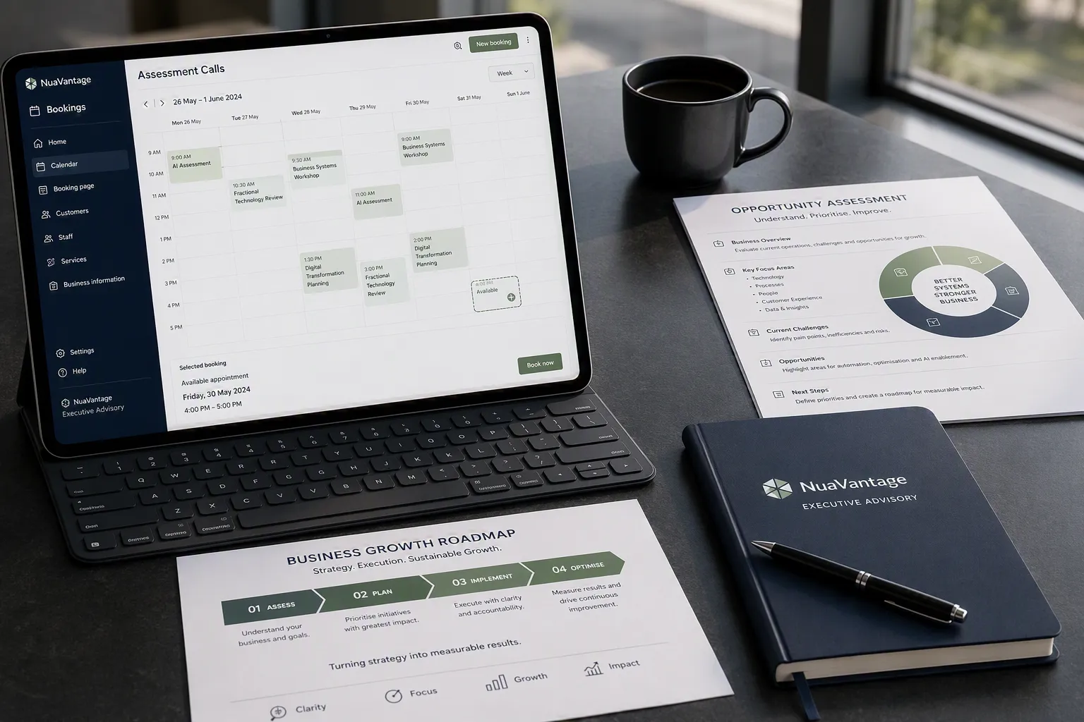 NuaVantage Bookings Calendar, Opportunity Assessment, and Business Growth Roadmap